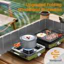 ODSD 2 Burner Camping Stove with Windshield, 20000 BTU Propane Camp Stove, Portable Folding Gas Stove, Camping Essentials Gear Includes Frying Pan, Coffee Stand & Carry Bag, Green