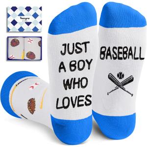HAPPYPOP Birthday Gift for Boys - Kids Soccer Basketball Baseball Hockey Socks with Cards (XXL)