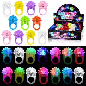 MINGOMINGO 25 Pack Led Light up Rings & Glow Rings Bulk Party Favors - 3-Mode Flashing LED Jewelry, Christmas Party Favors, Stocking Stuffers for Kids, Treasure Box Toys for Classroom, Easter Egg Fillers