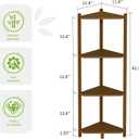 Wisuce Corner Shelf, 100% Real Bamboo Shower Corner Shelves Free Standing Shelf Storage Organizer for Bathroom Living Room Kitchen (Brown, 4 Tier)