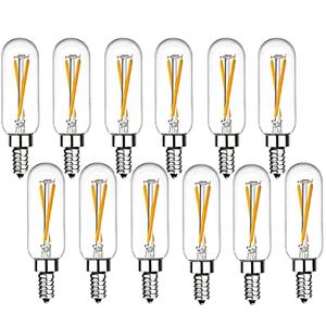 Beonllay Dimmable T6 LED Bulbs 25W Candelabra Bulbs 3000K Soft White, Clear Vintage 2W E12 LED Filament Edison Chandelier Light Bulbs with Decorative, 12 Pack