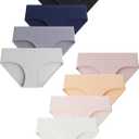 Domee Teen Girls Cotton Underwear Panties Briefs Pack of 8 Underpants (15-17 Years, Solid Color)