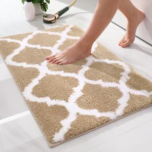 OLANLY Bathroom Rugs 30x20, Soft and Absorbent Microfiber Bath Rugs, Non-Slip Shaggy Shower Carpet, Machine Wash Dry, Bath Mats for Bathroom Floor, Tub and Shower, Beige (30"x20")