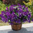 INSPRING Artificial Faux Plants Flowers for Outdoors 3 Bundles Fake Silk Azalea Flowers for Outside Winter Decoration UV Resistant Realistic Fake Flower for Outside Planter Porch Patio Garden Home (Dark Purple)