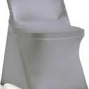 bricia 12 PCS Grey Stretch Spandex Folding Chair Slipcovers, Dining Room Chair Covers Stretch Chair Slipcovers Protector for Wedding, Banquet, and Party
