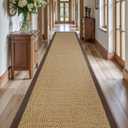 LUMI Sisal Runner Rug Non Slip for Hallway, 3'x8' Natural Rustic Carpet No Shedding, Farmhouse Braided Area Mat Indoor High Traffic for Living Room, Entryway, Kitchen, Laundry (Walnut Grid)