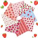Strawberry Fabric 8 Pieces, Strawberry Fabric Squares Quilting - 19.7x15.7inch/50x40cm, Sweet Strawberries Florals Printed Multi Color Precut Patchwork for Sewing Project, Patchwork, DIY Crafts