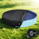 QH.HOME[2026 Upgraded Windproof] 71-72 inch Kiddie Pool Cover Round, Collapsible Dog Pool Cover with Super Windproof Ratchet Design, Odorless Waterproof Fabric Material and - Only Cover