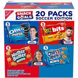 Nabisco Classic Mix Variety Pack, OREO Mini, CHIPS AHOY! Mini, Nutter Butter Bites, RITZ Bits Cheese, 20 Snack Packs (EXP 07/02/26)