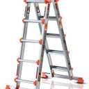 Ladder, A Frame 5 Step Ladder Extension, 17 Ft Anti-Slip Multi Position Ladder, Storage Folding Ladder, 330 lbs Security Load Telescoping Aluminum Ladders for Stairs Home Indoor Outdoor Roof (Silver)