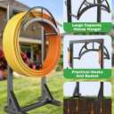 Garden Hose Holder and Hanger, Metal Water Hose Storage Stand, Upgraded Freestanding Water Hose Organizer Rack with 2 Tool Hooks for Outdoor Yards, Farms and Lawns, Black