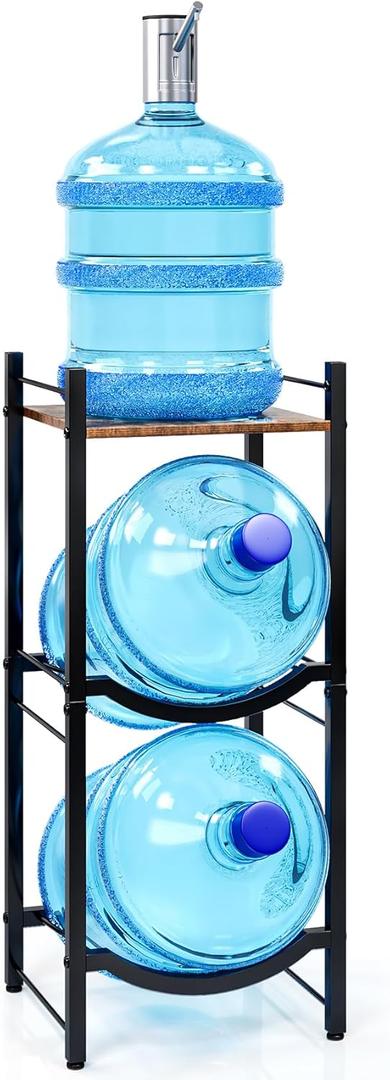 TC-HOMENY 5 Gallon Water Jug Holder, 3-Tier Water Bottle Rack for 5 Gallon Water Dispenser, Water Jug Rack Organizer, Water Jug Stand for Home Office (Brown) TC-HOMENY 5 Gallon Water Jug Holder, 3-Tier Water Bottle Rack for 5 Gallon Water Dispenser, Water Jug Rack Organizer, Water Jug Stand for Home Office (Brown)