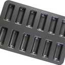 12 Cup Financier Cake Baking Pan Mini Banana Bread Loaf Cream Canoe Granola Bar Cornbread Nonstick Small Muffin Cupcake Madeleine Cookie Tin Tray Mold (1 Pcs Black Gray)