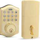 Honeywell Safes & Door Locks - Keyless Entry Door Lock with Smart Electronic Keypad Deadbolt - Easy Installation & 50 Different User Pin Codes - Auto Lock - Polished Brass - 2.9 x 2 x 6.2 in - 8712009