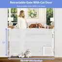 Retractable Baby Gate with Cat Door 55" Wide Retractable Baby Gate for Stairs Mesh Baby Gate with Pet Door Retractable Dog Gate for The House Retractable Pet Gate with Door Safety Gates for Toddlers