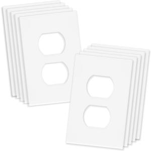 1-Gang Screwless Decorative Wall Plates, stander-Size Unbreakable Thermoplastic Faceplate Cover for Decorator Receptacle Outlet Switch, White (10 Pack, Single Duplex-White)