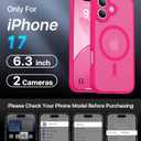 Magnetic Shockproof for iPhone 17 Case,[Full Camera Protection][Compatible with Magsafe][Non-Slip][Mil-Grade Protection] Slim Anti-Yellowing Translucent Matte Phone Case for iPhone 17,Hot Pink