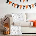 Halloween Pillow Covers 18x18 inch Set of 2 White Cat Ghost Throw Pillow Cases Soft Plush Faux Fur Wool Couch Cushion Case for Home Decor Chair Sofa Bedroom Living Room (Cat Ghost)