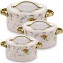 White Inner Stainless Steel Casserole Set of 3 (500ml, 1000 ml, 1500 ml), Ivory | BPA Free | Food Grade | Easy to Carry | Easy to Store | Chapati | Roti | Curd