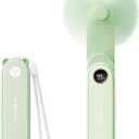 SWEETFULL Portable Handheld Mini Fan with LED Display, 3-in-1 Personal Foldable USB Rechargeable Hand Held Fan & Flashlight for Travel, Lash Eyelash, Cute Small Pocket for Women, Girls (Green)