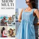 BeryLove Women Sleeveless Mini Dress Loose Short Babydoll Dresses Casual Party Dresses with Pockets (Blue)