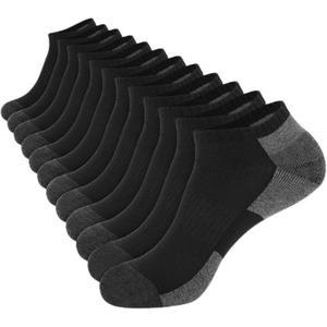 RELY+ 12 Pack Mens Cushioned Ankle Socks, Low Cut Breathable Casual Socks (Shoe Size 6-11)