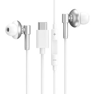 USB-C Wired Earphones with Microphone, Noise Canceling, Volume Control, Compatible with Galaxy S25 S24 S23 S22, iPhone 16 15, Pixel Phones (White)