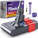 Exclusive Swapple 70 Min Runtime V8 Replacement Battery, Compatible with Dyson V8 Animal, Absolute, Motorhead, Fluffy, with Battery Lock & 2 Filters
