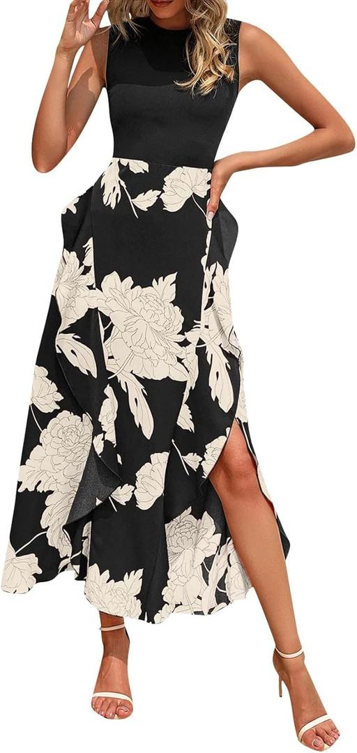 Women Summer Boho Floral Print Long Dresses 2023 Short Sleeve V Neck Tie Waist High Low Ruffle Cocktail Maxi Dress Size XL