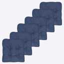 Sweet Home Collection Chair Cushion Crushed Memory Foam Pads Premium Slip Non Skid Microdot Rubber Back Tufted 16" x 16" x 3.25" Thick Seat Cover, 6 Pack, Navy Blue, Fluffy Chair Cushion, 6 Count