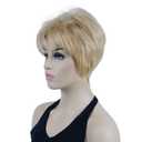 Lydell 6" Short Straight Layered Shaggy Full Synthetic Wig Classic Cap (24H613 Blonde Highlights)