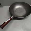 Welsteepse Carbon Steel Frying Pan, Carbon Steel Skillet, Traditional Hand Hammered Wok, 13 Inch, Frying Pan, Skillet, Wok Pan White