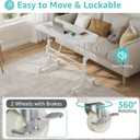 Small Portable Treadmill Walking Pad Desk on Wheels, 32 Inch White Adjustable Height Mobile Rolling Standing Teacher Desks, Couch Sofa Side Laptop Stand Up Table for Bedroom, White (31.5)