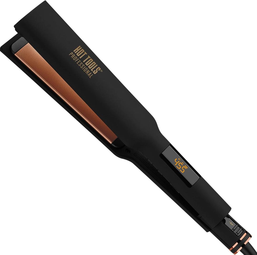 HOT TOOLS Professional Rose Gold Digital Extra Long Flat Iron, 1-1/2 inch (Black)