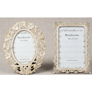 2 Pack Vintage Picture Frame, Display 4 x 6 inch Picture, Oval & Rectangle Decorative Antique Photo Frame for Tabletop, Home Dcor