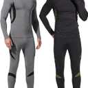 UNIQUEBELLA Men's Thermal Underwear Sets Top & Long Johns Fleece Sweat Quick Drying Thermo Base Layer (X-Large, 2set Black Grey)