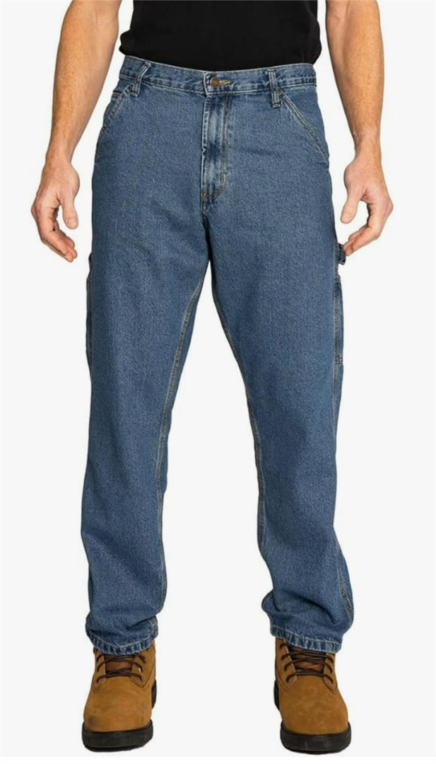 FULL BLUE Carpenter Denim Jeans, Relaxed Fit, Utility Pocket & Hammer Loop 32Wx34L