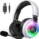 Ultra-Light 4-in-1 Wireless Gaming Headset for PS5 PS4 Xbox, 7.1 Surround Sound, Noise Cancelling Mic, RGB Lights, 40H+ Battery, Lossless Audio, Comfy Over Ear Headphones for PC, Switch, Mac