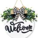 3D Front Door Welcome Wreath - Farmhouse Welcome Sign for Front Door - Vertical Concave Stripes Wooden Front Door Wreaths for Home Decor(Black) - Housewarming Gift (Black Welcome)