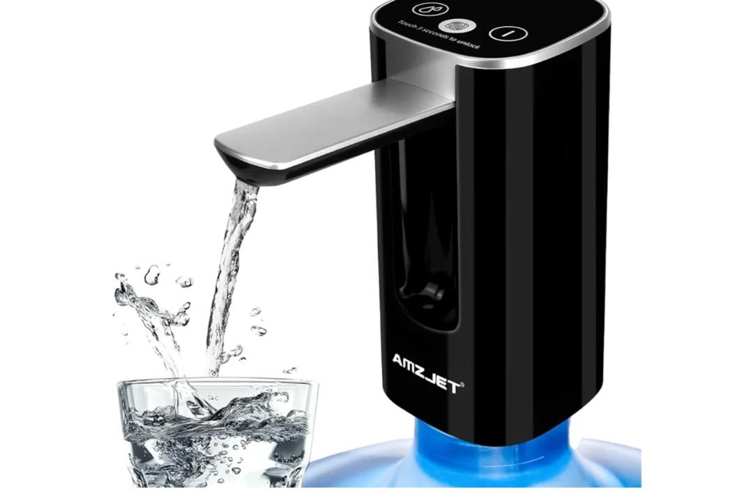 Water Dispenser for 5 Gallon Bottle with Digital Display, 4 Dispense Modes, Portable USB Charging Electric Water Pump, Foldable Spout, Food-Grade Water Jug Pump for Home, Office, RV, Campin(Black)