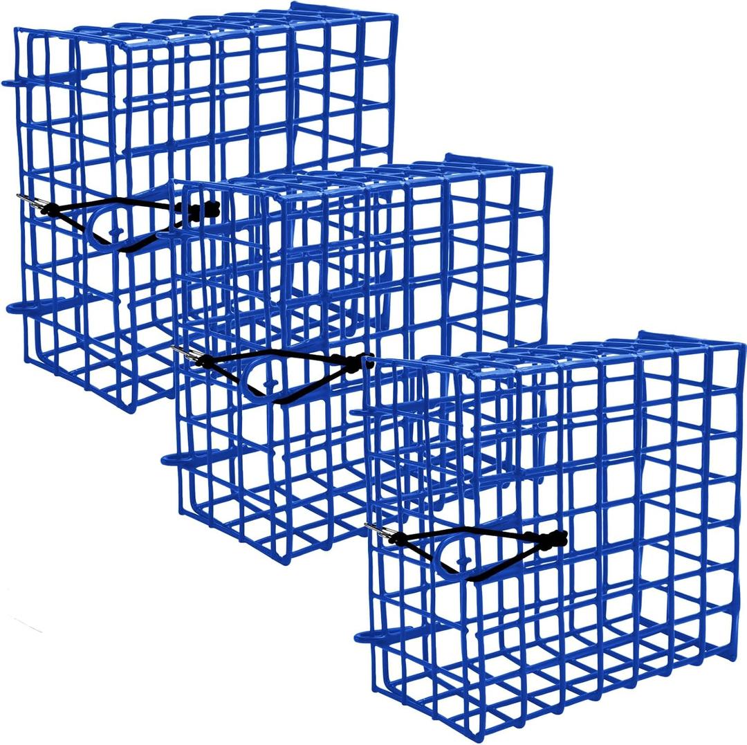 Vinyl-Coated Wire Crab Bait Cages for Heavy Duty Crab Trap Pot, Cage Box 6"x6"x3"