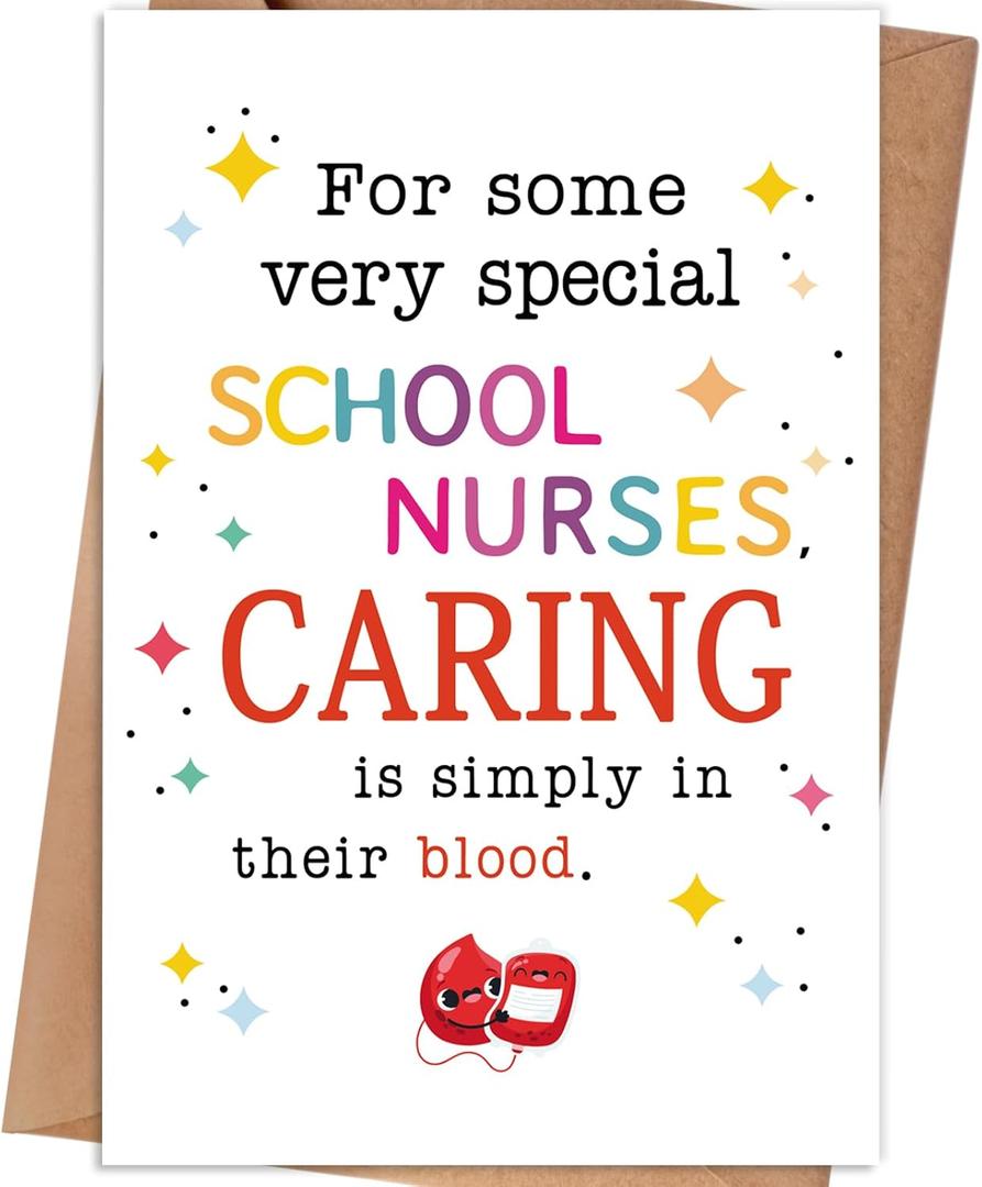 5 x Thank You Gift Card for School Nurses, 8×5.3 inches