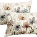 AVOIN colorlife Poppy Flowers Chinoiserie Throw Pillow Covers, 12 x 20 Inch Seasonal Fall Leaves Cushion Case Decoration for Sofa Couch Set of 2