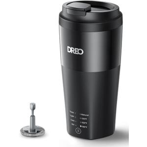Dreo Milk Frother, 4-in-1 Electric Frother for Coffee, Hot and Cold Foam Maker for Cappuccino, Flat-white, Latte with Plant-based and Dairy Milk, Multi-stage, Easy to Clean, Temperature Control, Black