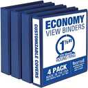 Samsill 1.5 Inch 3 Ring Binders, Made in USA, Economy Round Ring, Clear View Cover, 325 Sheet Capacity - for School, Home, Office - Blue, 2 Pack