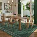 Moynesa Green 8x10 Living Room Rug, Vintage Washable Area Rug for Bedroom Dining Room Office, Low Pile Soft Non-Slip Retro Accent Carpets for Kitchen Indoor Nursery