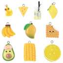 MakemadeDIY 10Pcs Banana Lemon Fruit Food Resin Charms 10 Styles Cute Yellow Glass Bottle Mango Kiwi Pendant Charms for Jewelry Making Crafting Bracelets Necklaces Earrings Keychain Gift