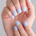 ohora Semi Cured Gel Nail Strips (N Greyish Blue) - Works with Any Lamps, Salon-Quality, Long Lasting, Easy to Apply & Remove - Includes 2 Prep Pads, Nail File & Wooden Stick