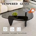 Modern Glass Coffee Table, Mid Century Coffee Table, Small Coffee Table for Living Room,Suitable for Bedroom Living Room Reception Office Tables (Black/Grey, Small), Small 32.2 * 22.4 * 16in