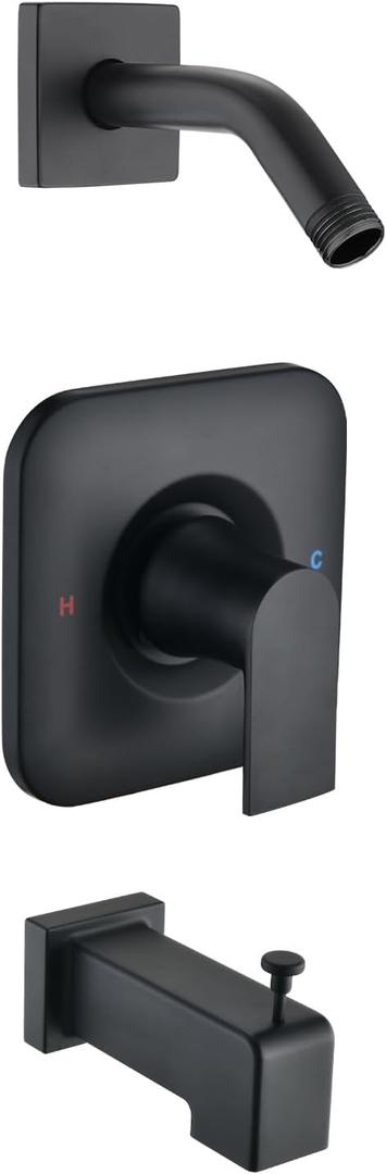 Shower Faucet Trim Kit Compatible with Moen Valve, Shower Arm, Shower Handle& Tub Spout, (Valve& Catridge Not Inclued), Matte Black